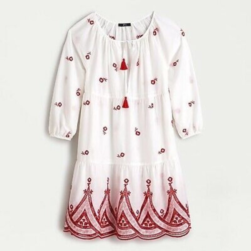 J.Crew Embroidered beach tunic dress cotton voile AG823